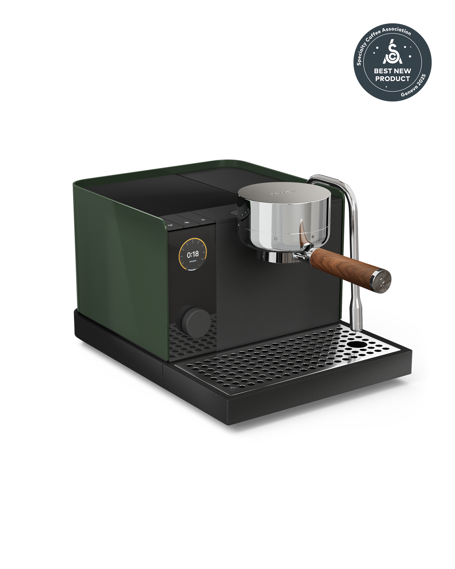 Fellow Espresso Series 1: Woodland + Walnut, wood handle, digital display, precise espresso.