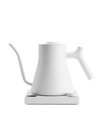 Fellow Stagg EKG: a minimalist white electric kettle with variable temperature control.
