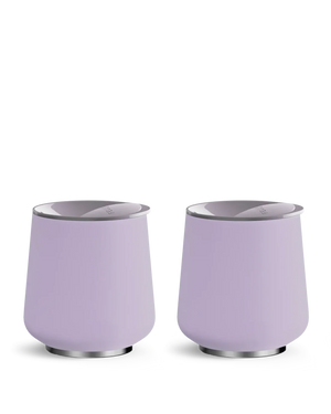 Two Peri Twinkle round steel wine tumblers from Fellow’s Picnic Set shown on a white background.