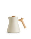Fellow Corvo EKG Electric Kettle Body in Sesame + Maple, EKG base, wood handle, white background.