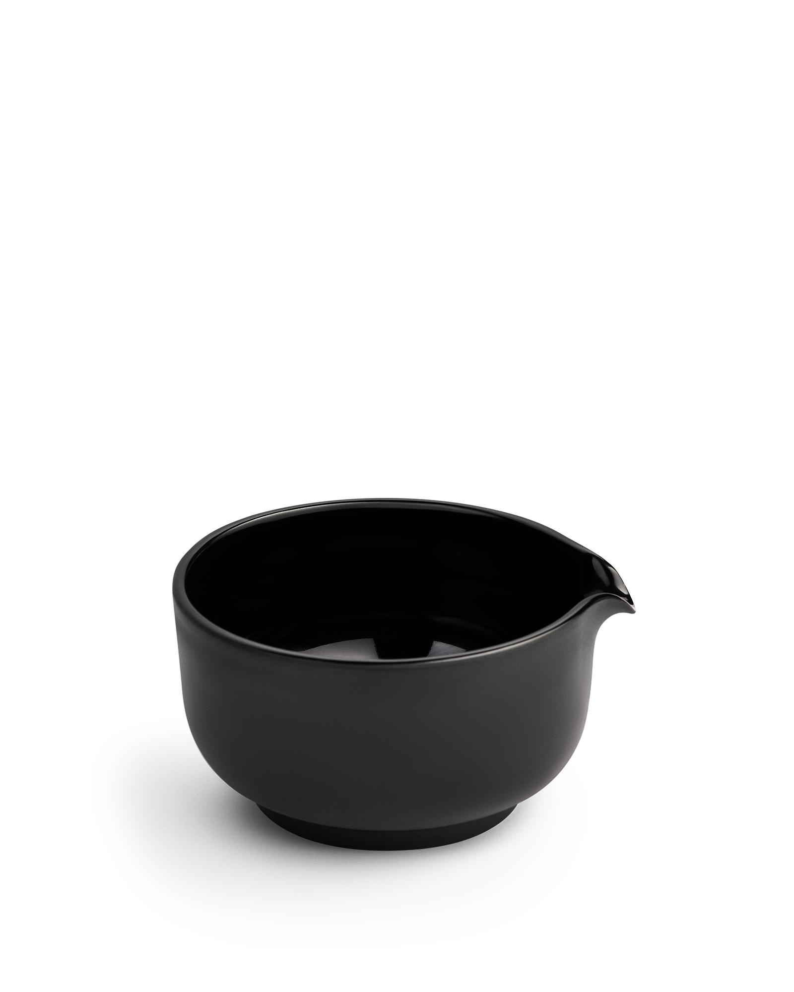 Fellow Matcha Set Ceramic Bowl in matte black with white accents and a small pouring spout.