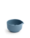 Fellow Matcha Set Ceramic Bowl in Hazy Blue beside a matte white dish on white background.