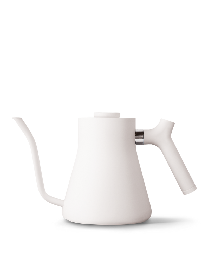 Fellow Stagg Pour-Over Kettle in matte white with precision spout and side handle.