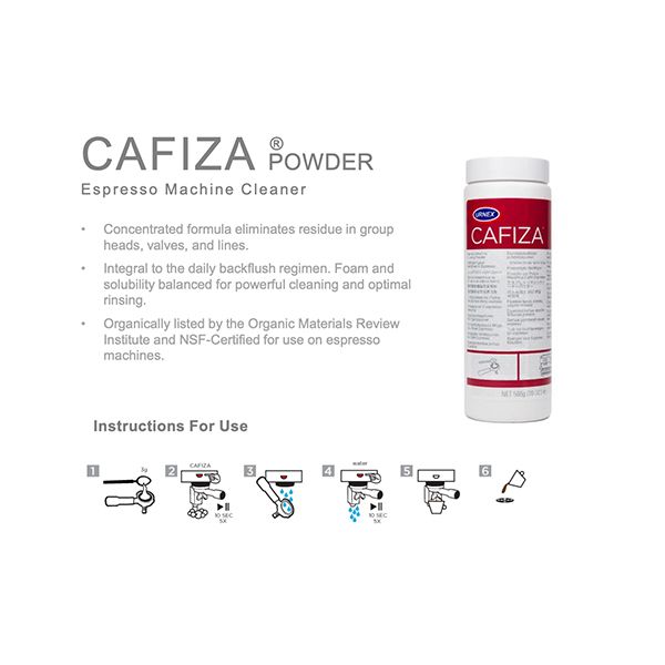 Pasquini Coffee Co. Cafiza Cleaning Powder removes coffee oils from espresso machines. - media