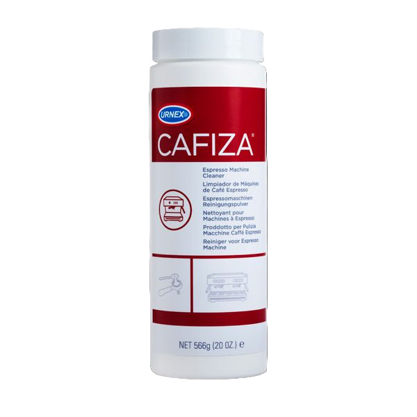 Pasquini Coffee Co. Cafiza Cleaning Powder: effective espresso machine cleaner, red/white label.