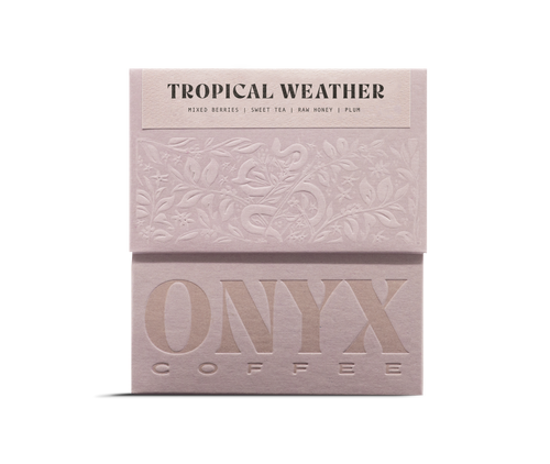 Pink colored Onyx tropical weather box